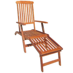 Charles Bentley Hardwood Folding Steamer Sun Lounger